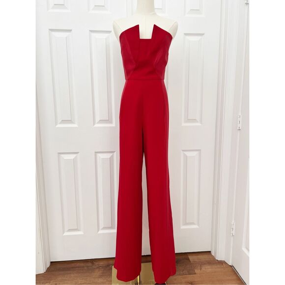 Black Halo Womens Red Colorblock Sleeveless Lined Jumpsuit Size NWT